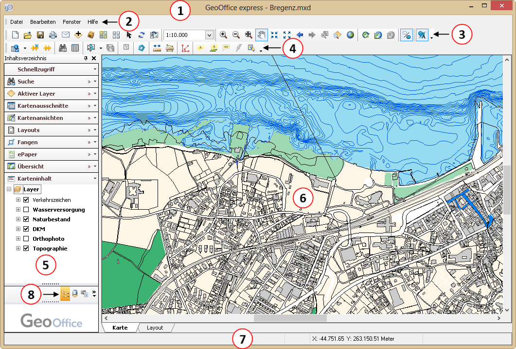 Benutzeroberfläche GeoOffice express Benutzeroberfläche GeoOffice express