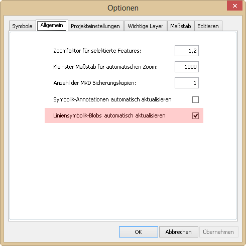 Optionen - Menü Datei