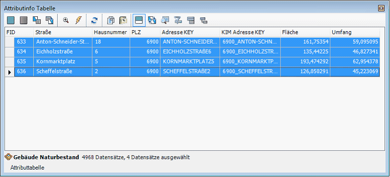Attributinfo Tabelle – nur selektierte anzeigen