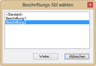 Beschriftungsstil wählen