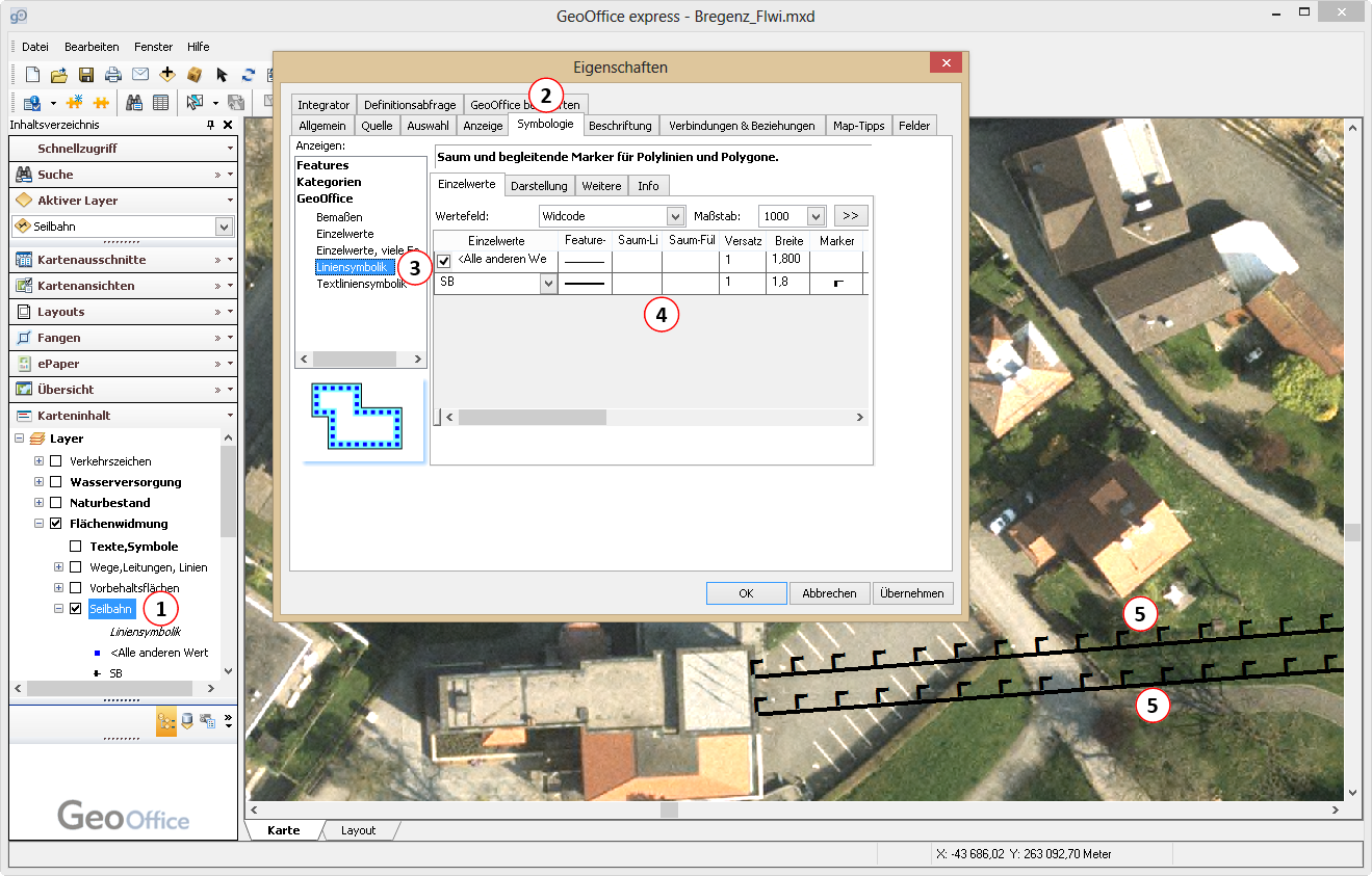 Layer Symbologie - GeoOffice  Darstellung