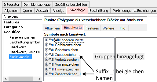 Layer Verkehrszeichen 1 - Gruppen hinzufügen/umbenennen