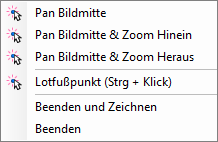 Kontextmenü während des Messvorgangs