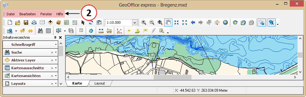 Menüleiste GeoOffice express