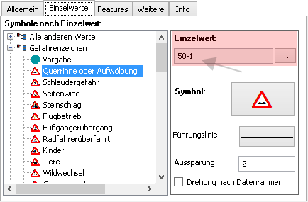 Einzelwert - Wertefeld