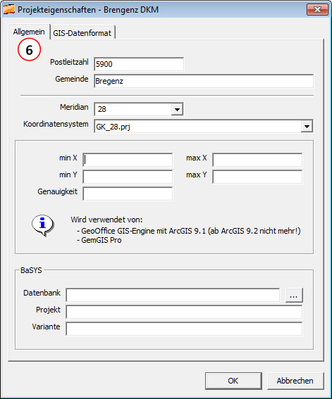 Projekteigenschaften - Allgemein