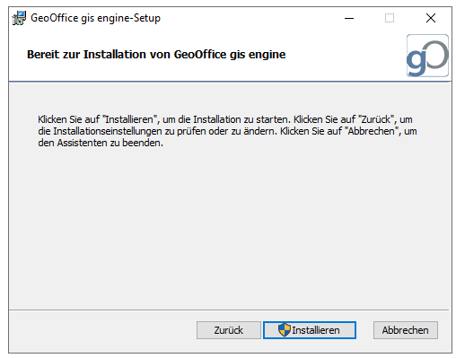 GeoOffice gis engine Setup  -  Installieren