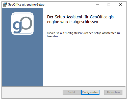 GeoOffice gis engine Setup  - Fertig stellen