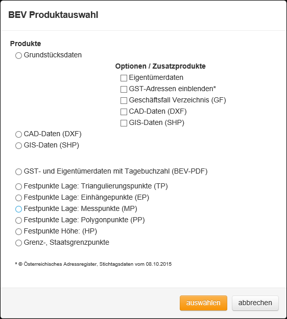  BEV Produktauswahl mit Zertifikat