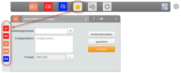  Zugriff aus Abfragefavoriten über das Haüptmenü