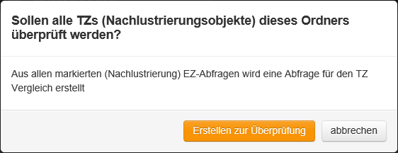 Dialog: TZ Überprüfung anlegen