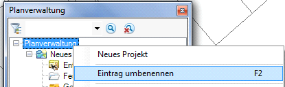 Name des Ordners Planverwaltung umbenennen