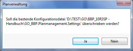 Rückmeldung bei vorhandener Konfigurationsdatei