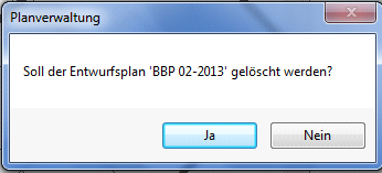 Dialog beim Festschreiben eines Planes 