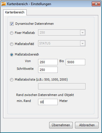 Maßstabseinstellungen