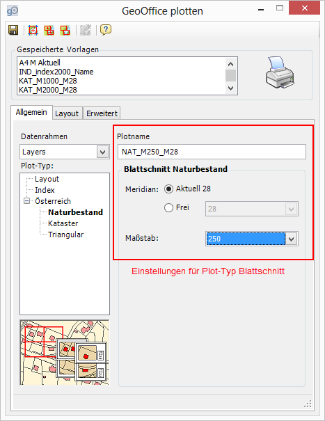 Plot-Dialog – Plot-Typ Blattschnitt