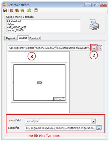 Register Layout aus dem Plot-Dialog Register Layout aus dem Plot-Dialog