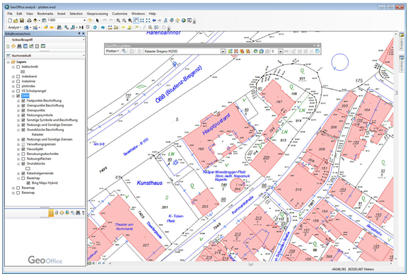 Karte mit Darstellung des gewünschten Bereichs