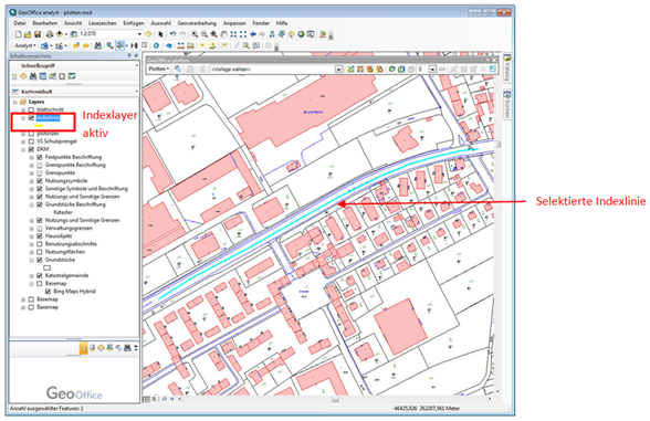 Selektierte Indexlinie in der Datenansicht Selektierte Indexlinie in der Datenansicht