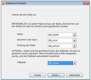 Indexband Assistent – 2 (bei vorhandener Feature-Klasse)