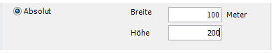 Absolute Maßstabseinstellung: 100 x 200 Meter