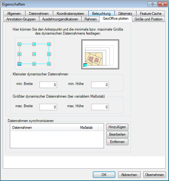Datenrahmen Eigenschaften – Register GeoOffice plotten Datenrahmen Eigenschaften – Register GeoOffice plotten