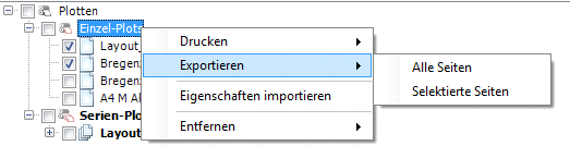 Kontexmenü Einzel-Plots