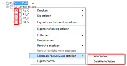 Serien-Plot – Kontextmenü Seiten als FeatureClass erstellen Serien-Plot – Kontextmenü Seiten als FeatureClass erstellen