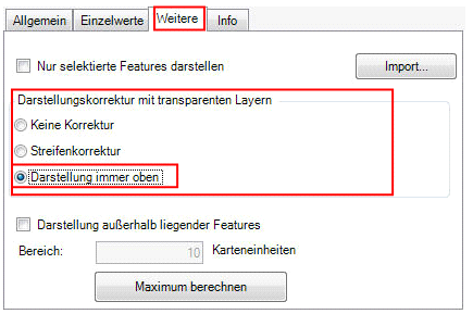 Darstellungskorrektur mit transparenten Layern