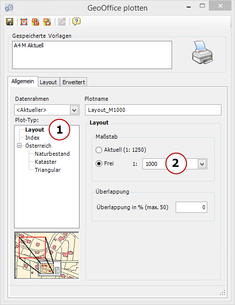 Plottyp Layout – Maßstab 1:1000