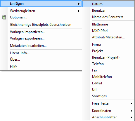 Plot Menü – Einfügen