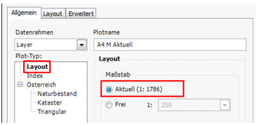 Plot-Typ Layout – aktueller Maßstab