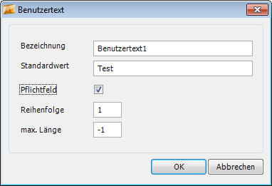 Benutzertext definieren