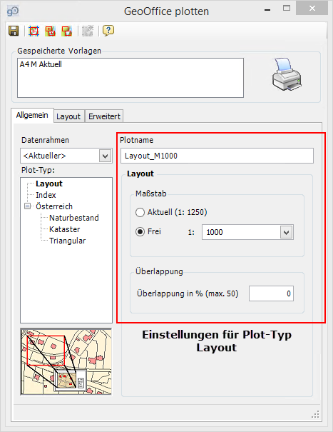 Plot Dialog – Plot-Typ Layout