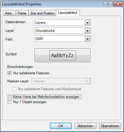 Layoutattribut bearbeiten Dialog