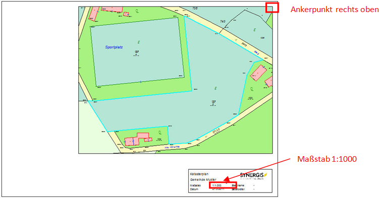 Indexplot mit dynamischen Datenrahmen – Maßstab 1:1000