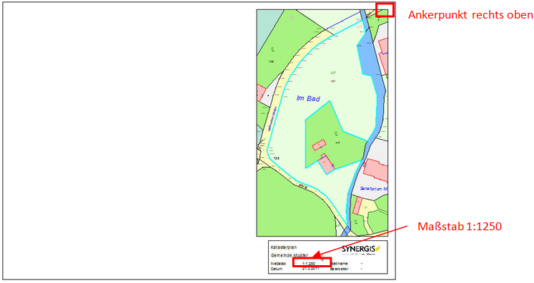Indexplot mit dynamischen Datenrahmen – Maßstab 1:1250