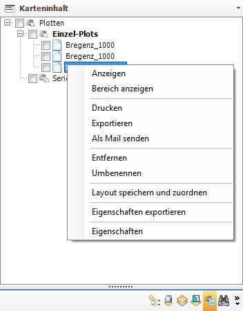 Kontextmenü eines Einzelplots Kontextmenü eines Einzelplots
