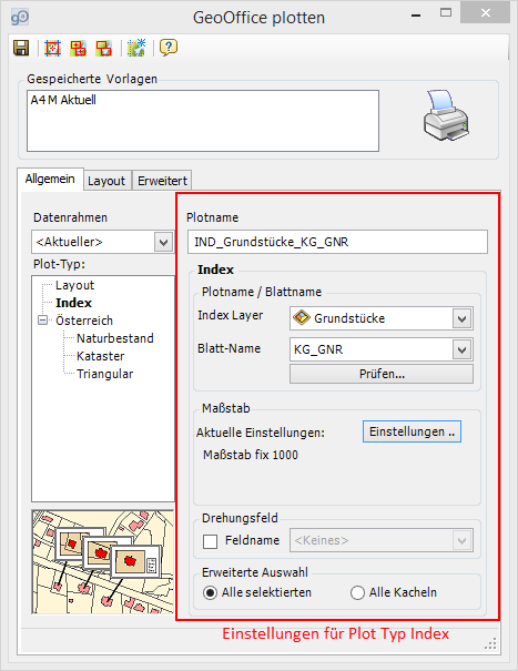 Plot Dialog – Plot-Typ Index