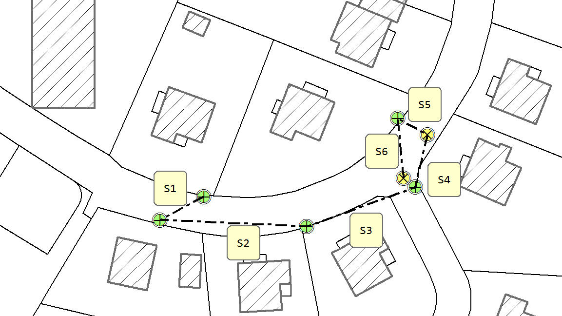 Ergebnis Linienimport - Objekte beschriftet