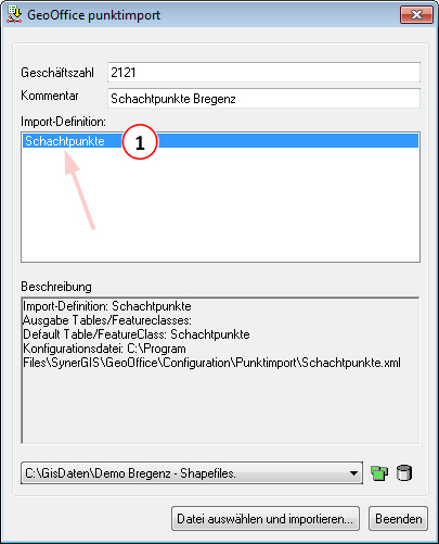 GeoOffice punktimport - Importdefinition