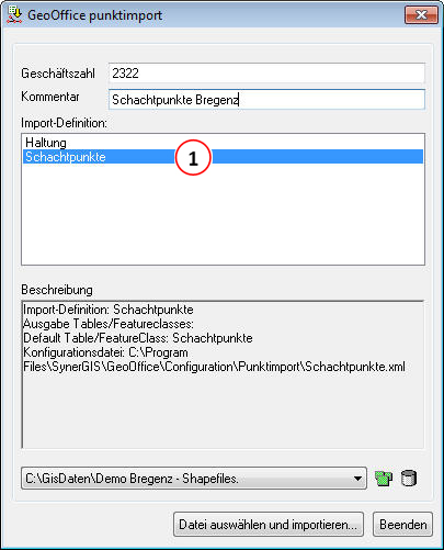 Dialog GeoOffice Ascii-Import