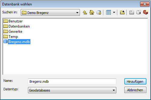 Dialog Datenbank wählen