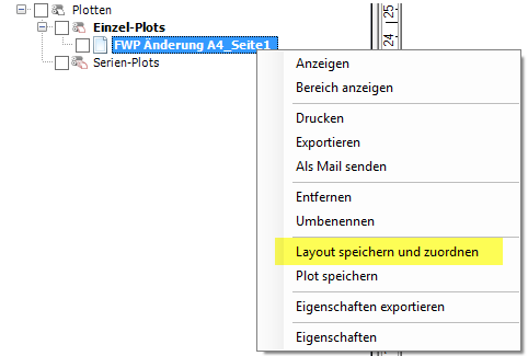 Plot FWP Änderung A4_Seite1 - Layout speichern und zuordnen