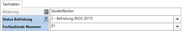 Sachdatendialog - Status und Nummer definieren