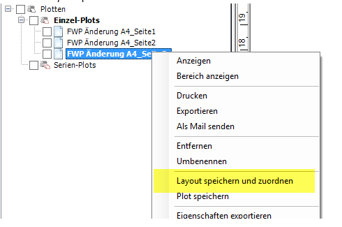 Plot FWP Änderung A4_Seite3 - Layout speichern und zuordnen