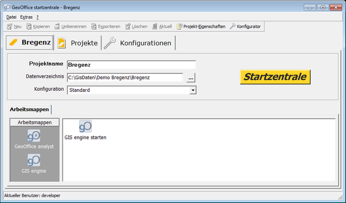 GeoOffice startzentrale