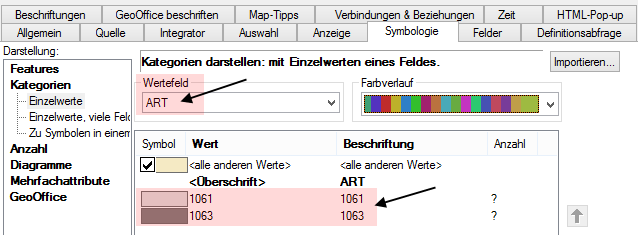 Symbologie - Schraffur Basisobjekte