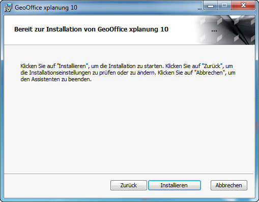 GeoOffice XPlanung 10 Setup – Installieren GeoOffice XPlanung 10 Setup – Installieren