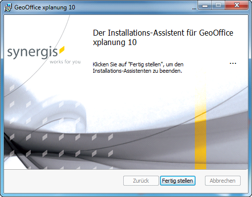 GeoOffice XPlanung 10 Setup – Fertig stellen GeoOffice XPlanung 10 Setup – Fertig stellen